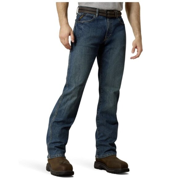 Ariat Rebar M4 Relaxed Bootcut DuraStretch Basic Western Blue Jeans - Picture 14 of 16